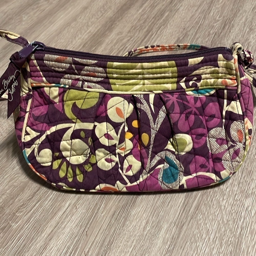 Vera Bradley Women Bag Small Purple Floral Embroidered Zip Top Crossbody Preppy